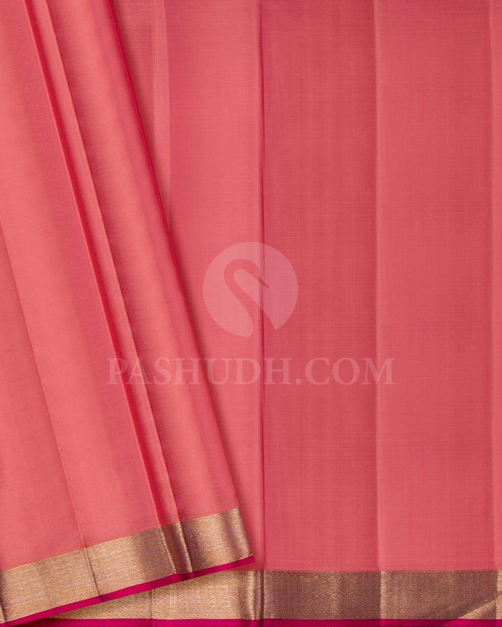 Dual Shaded Rust Orange With Peachy Pink Kanjivaram Silk Saree-DJ362(B)