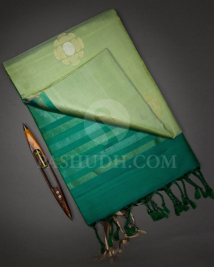 Mild Pista Green And Emerald Green Soft Silk Saree-AC169