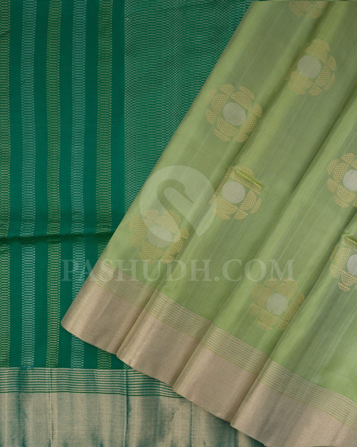 Mild Pista Green And Emerald Green Soft Silk Saree-AC169