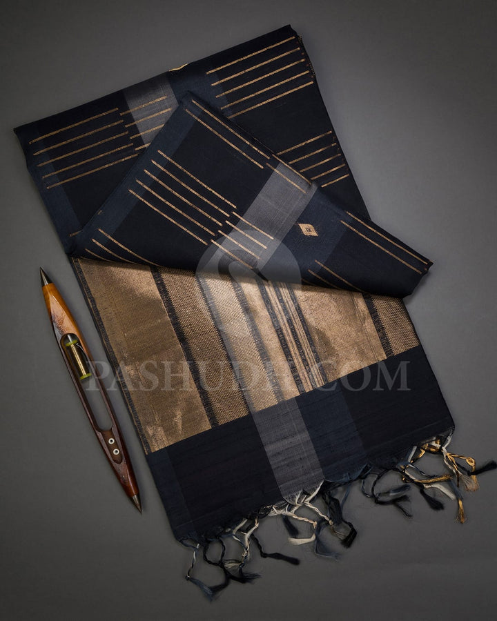 Black And Grey Soft Silk Saree-AC172