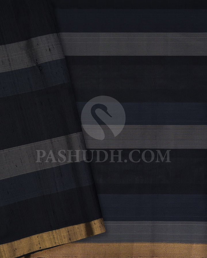Black And Grey Soft Silk Saree-AC172