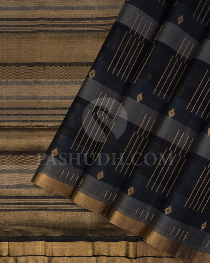 Black And Grey Soft Silk Saree-AC172