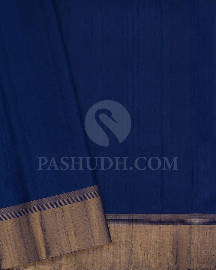 Lavender With Deep Blue Floral Motifs Soft Silk Saree-AC132