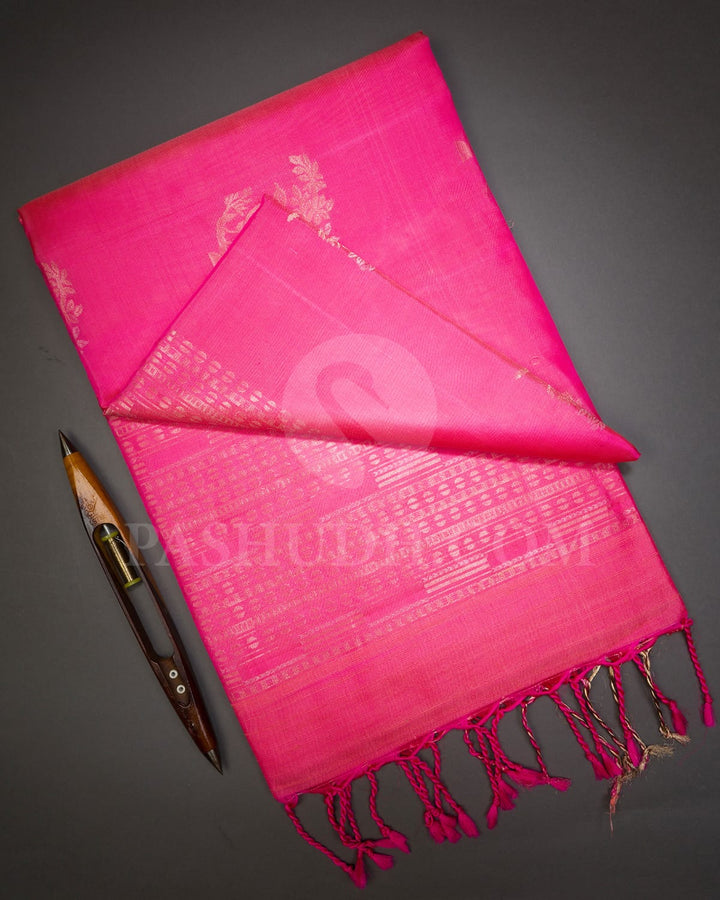 Bright Pink Self Colored Soft Silk Saree-AC181