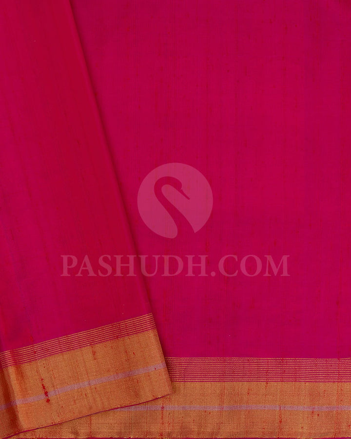Half White And Rani Pink Soft Silk Saree-AC88