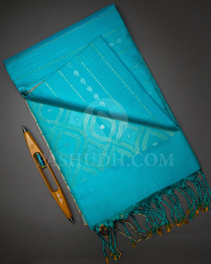 Turquoise Blue Soft Silk Saree-AC156