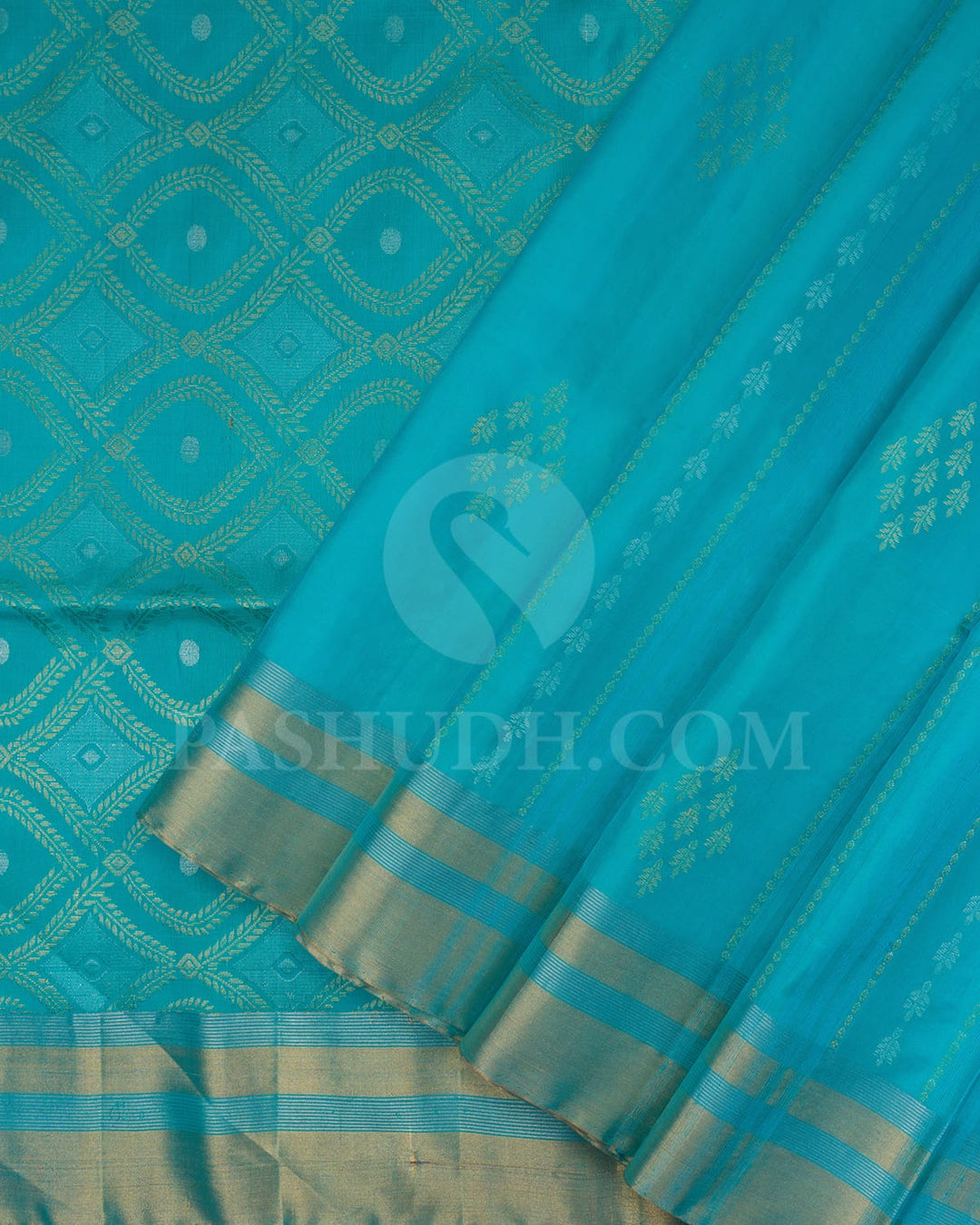 Turquoise Blue Soft Silk Saree-AC156