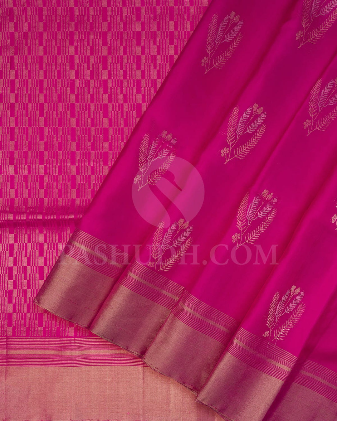 Rani Pink Self Colored Soft Silk Saree-AC183