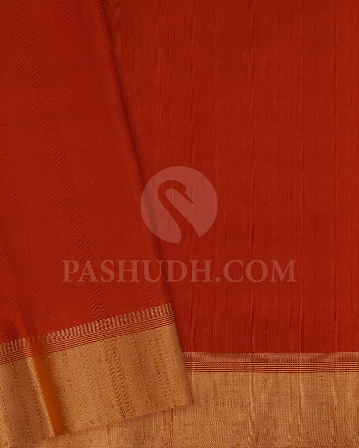 Golden Yellow And Rust Orange Floral Motifs Soft Silk Saree-AC131