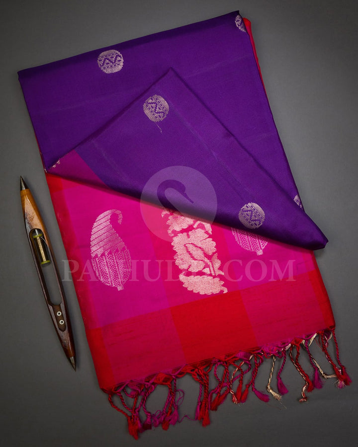 Violet And Pink/Red Soft Silk Saree-AC130