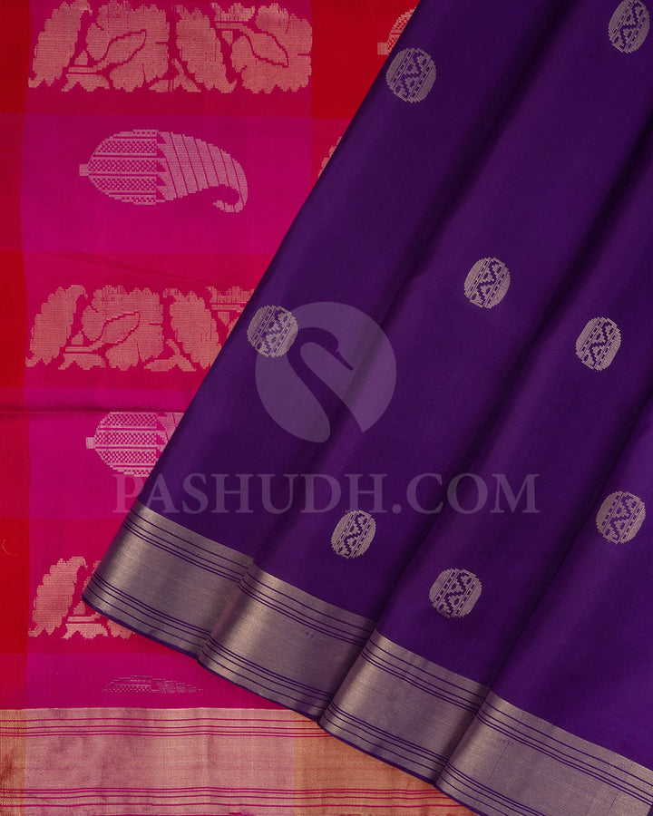 Violet And Pink/Red Soft Silk Saree-AC130