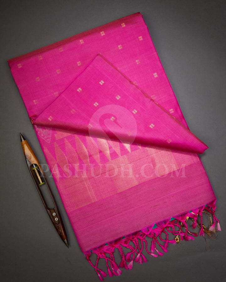 Watermelon Pink Self Colored Soft Silk Saree-AC177