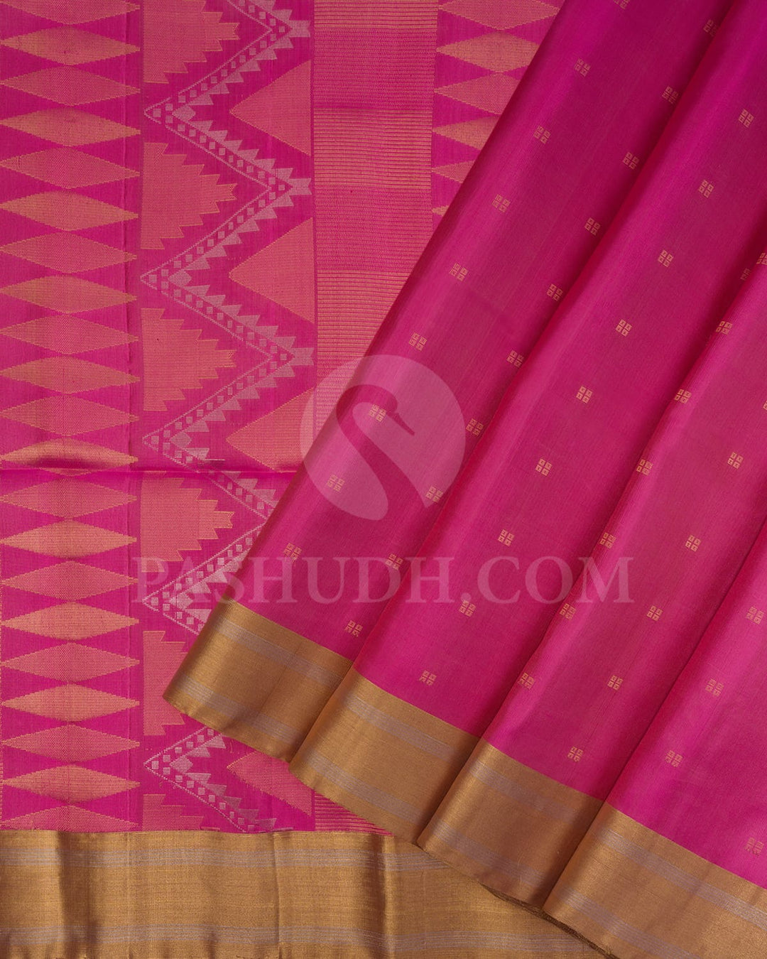 Watermelon Pink Self Colored Soft Silk Saree-AC177
