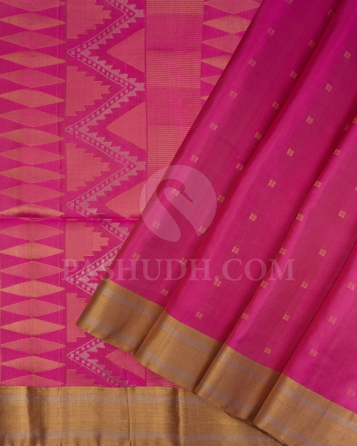 Watermelon Pink Self Colored Soft Silk Saree-AC177