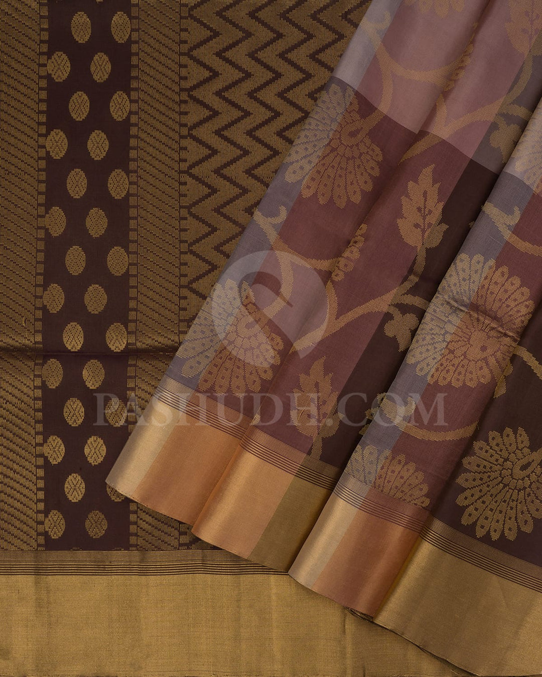 Grey,Beige And Brown Soft Silk Saree-AC133