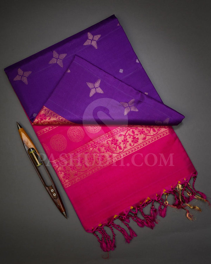 Violet And Bright Pink Soft Silk Saree-AC91