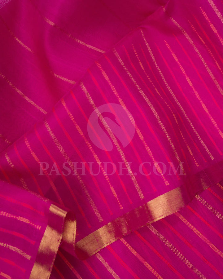Rani Pink Stripe Self Colored Soft Silk Saree-AC145
