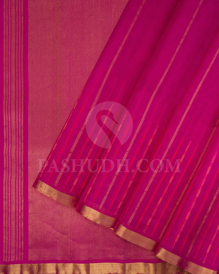 Rani Pink Stripe Self Colored Soft Silk Saree-AC145