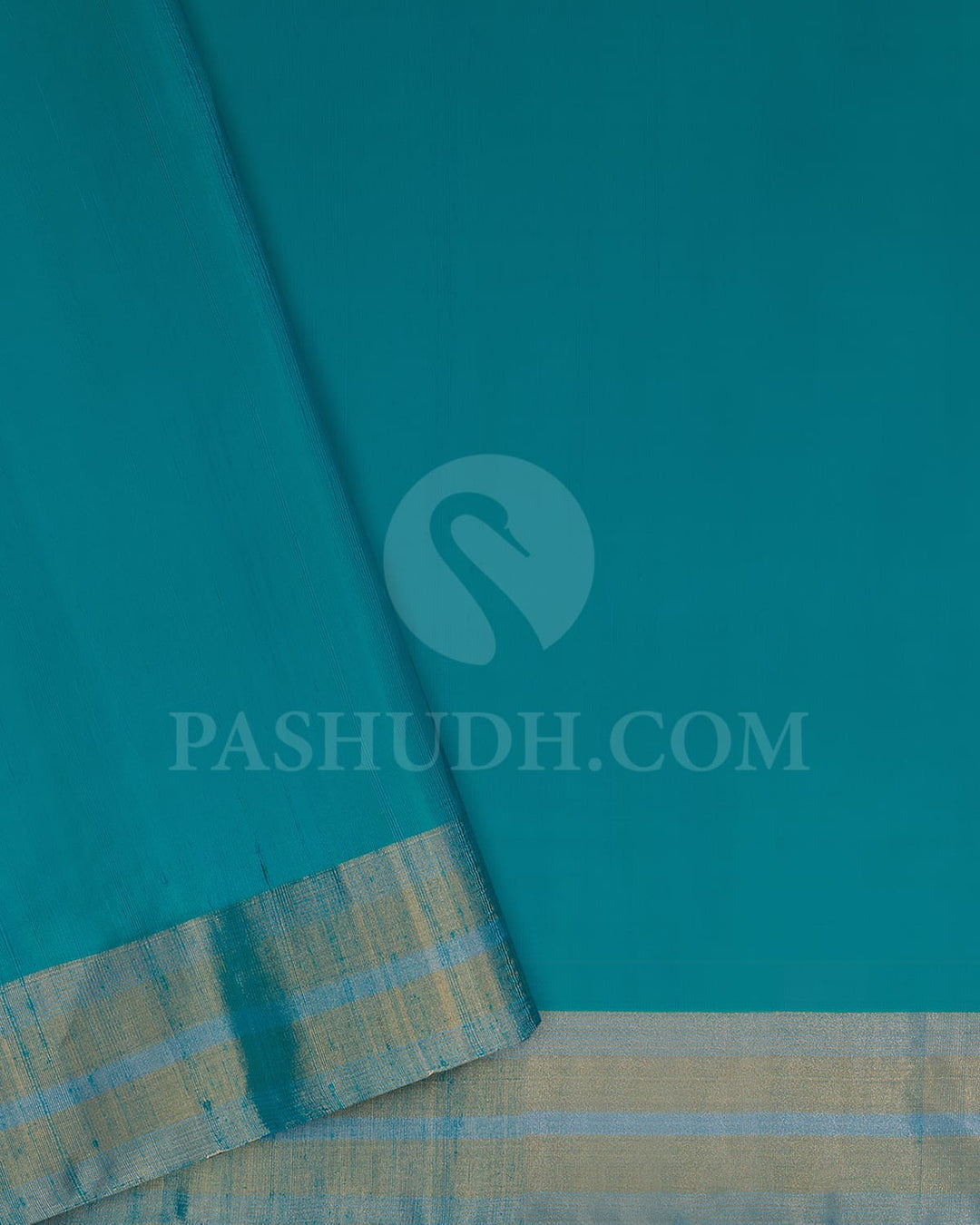 Turquoise Blue Self Colored Soft Silk Saree-AC123