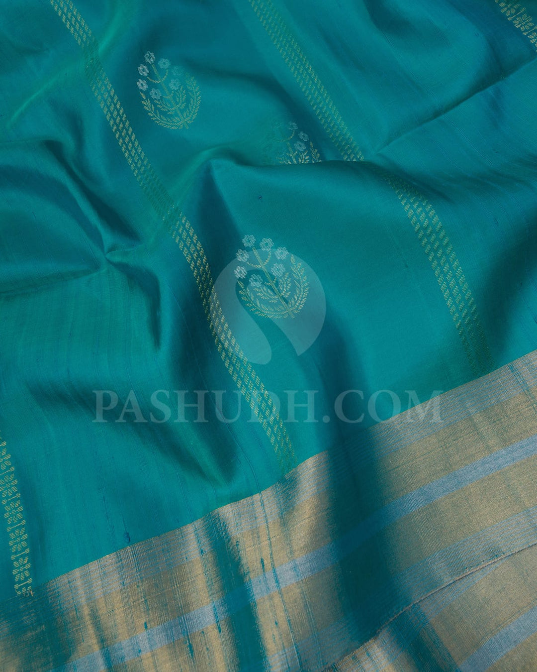 Turquoise Blue Self Colored Soft Silk Saree-AC123