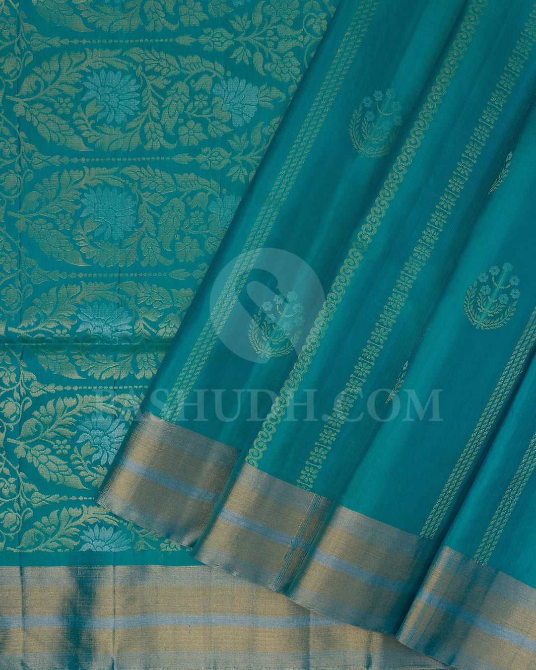 Turquoise Blue Self Colored Soft Silk Saree-AC123