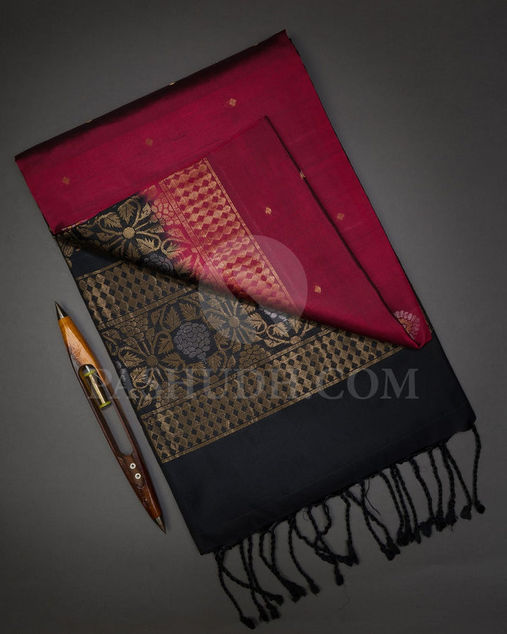 Black And Maroon Soft Silk Saree-AC165