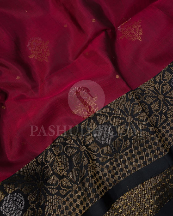 Black And Maroon Soft Silk Saree-AC165