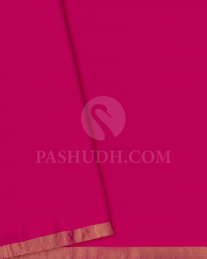 Rani Pink Self Colored Peacock Patterned Soft Silk Saree-AC121
