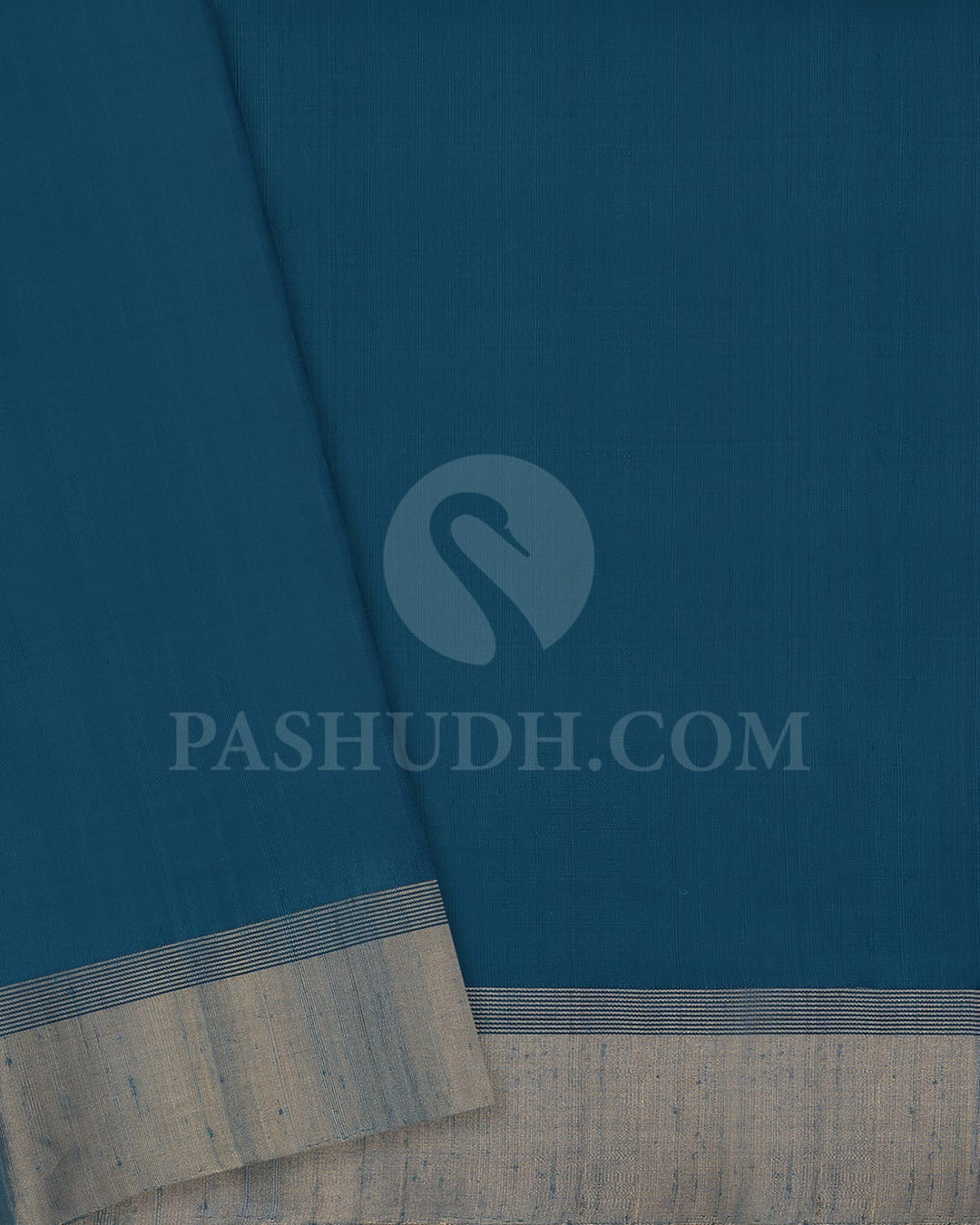 Steel Blue Geometric Patterned Soft Silk Saree-AC180