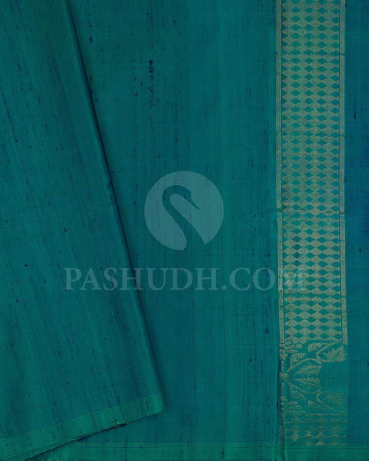 Royal Blue Soft Silk Saree With Green Blouse-AC166