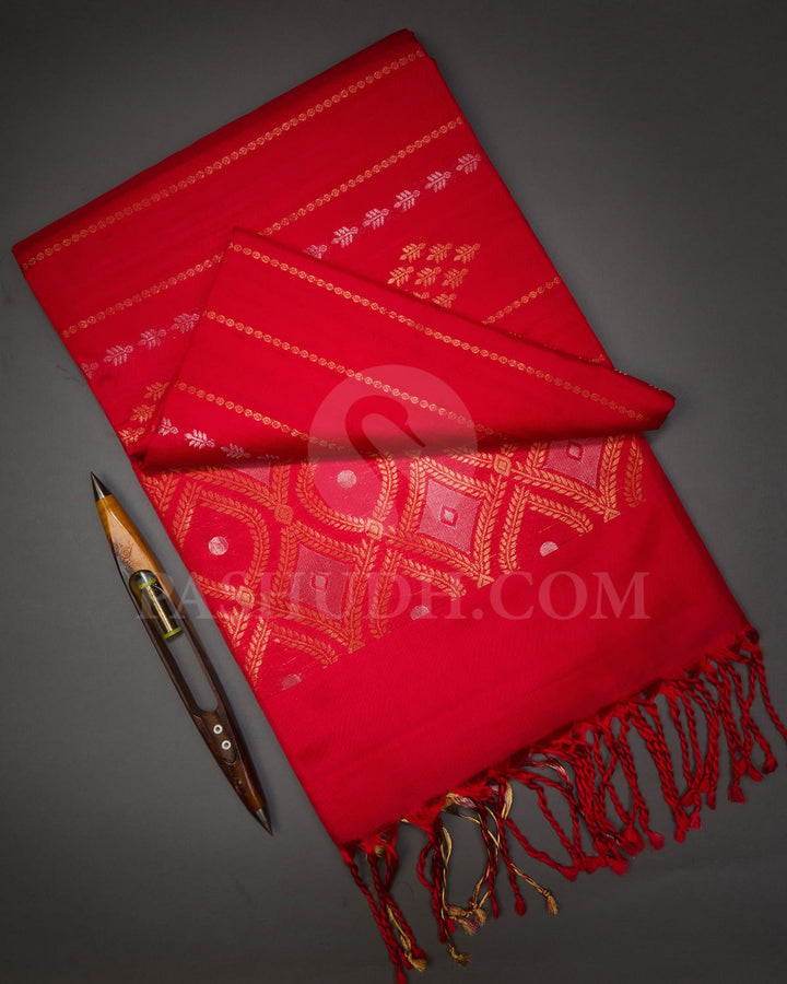 Bright Red Soft Silk Saree-AC155
