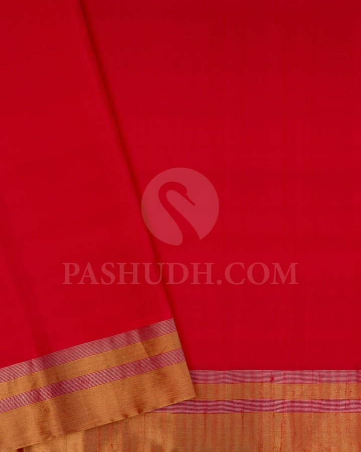 Bright Red Soft Silk Saree-AC155