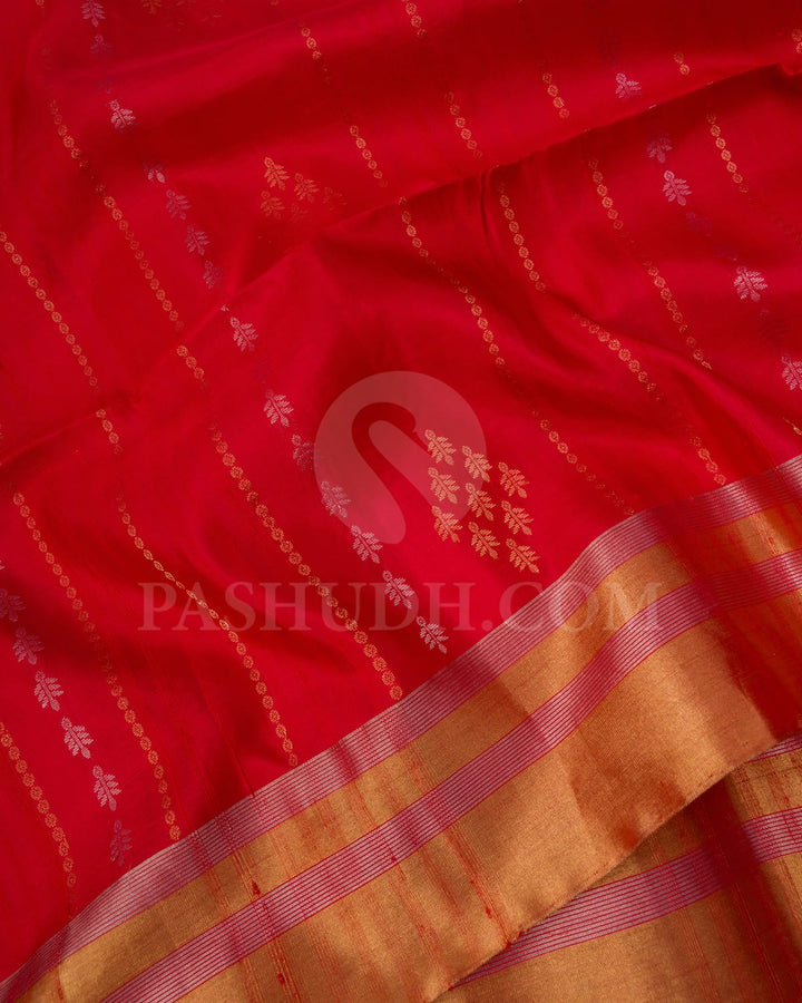 Bright Red Soft Silk Saree-AC155