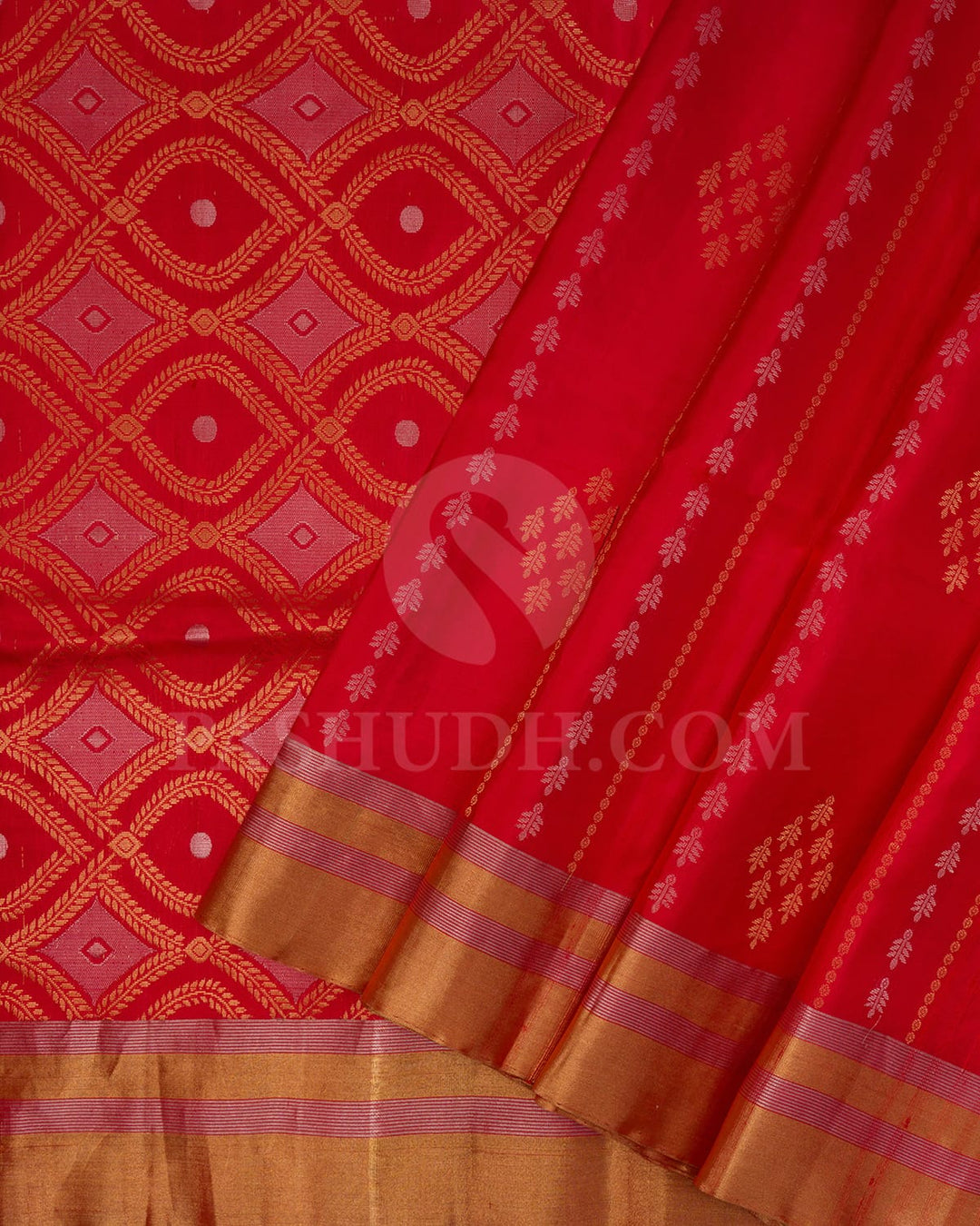 Bright Red Soft Silk Saree-AC155