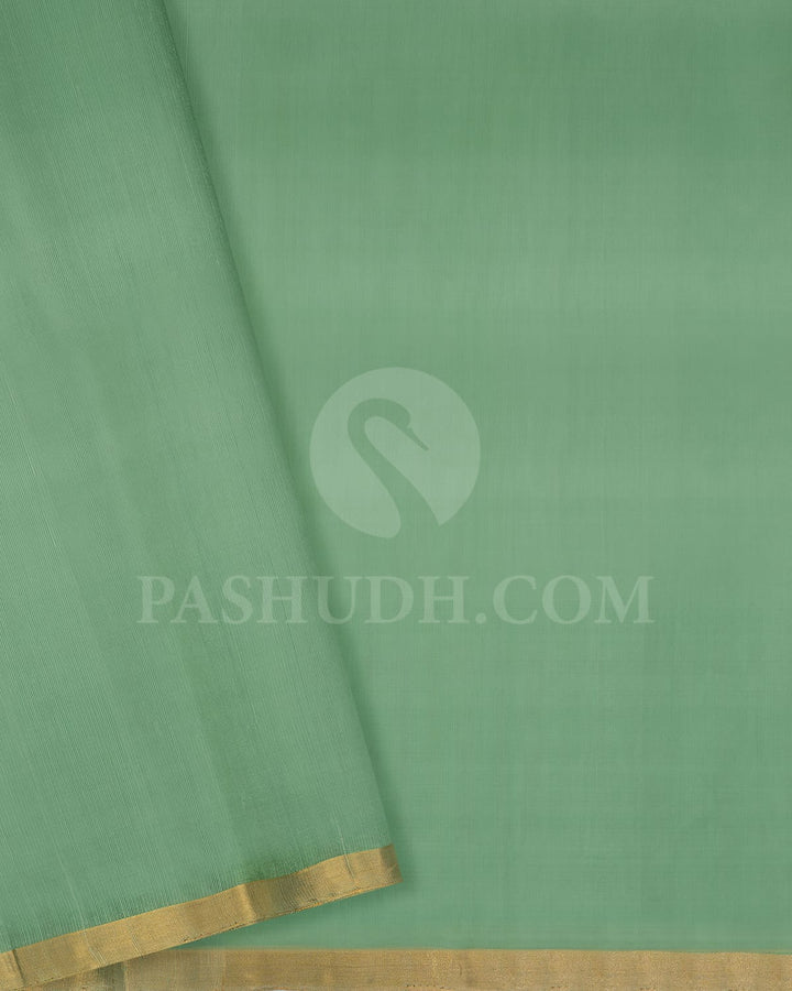 Mint Green Stripe Soft Silk Saree-AC142