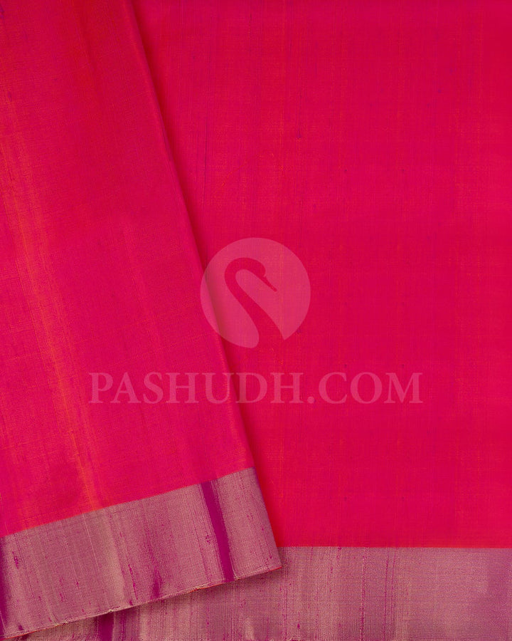 Pink Shot Orange Soft Silk Saree-AC160