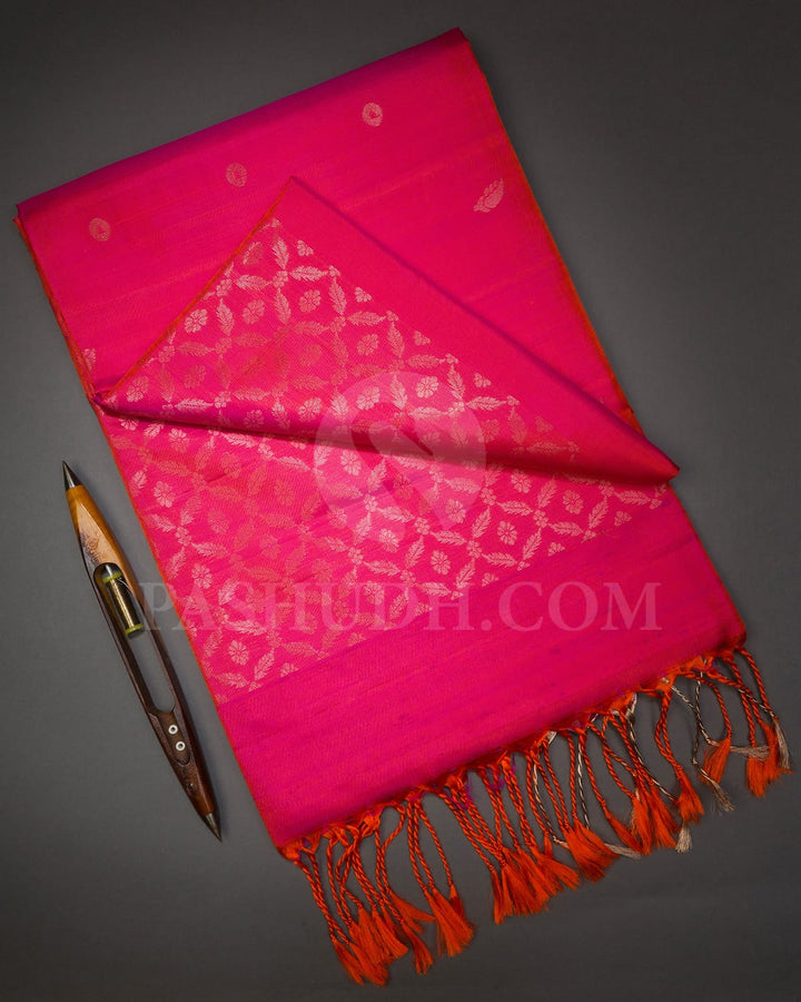 Pink Shot Orange Soft Silk Saree-AC160