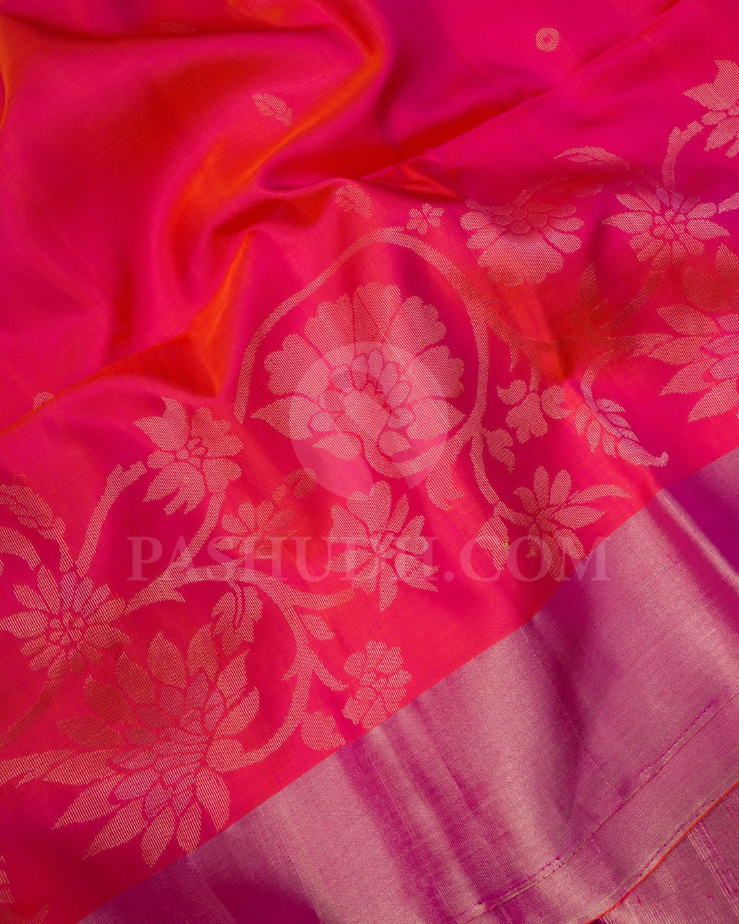 Pink Shot Orange Soft Silk Saree-AC160