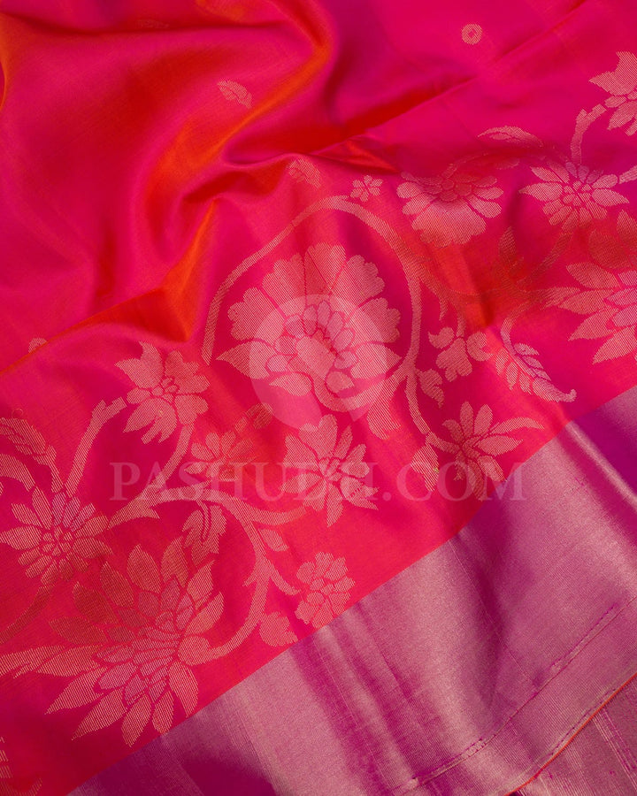 Pink Shot Orange Soft Silk Saree-AC160