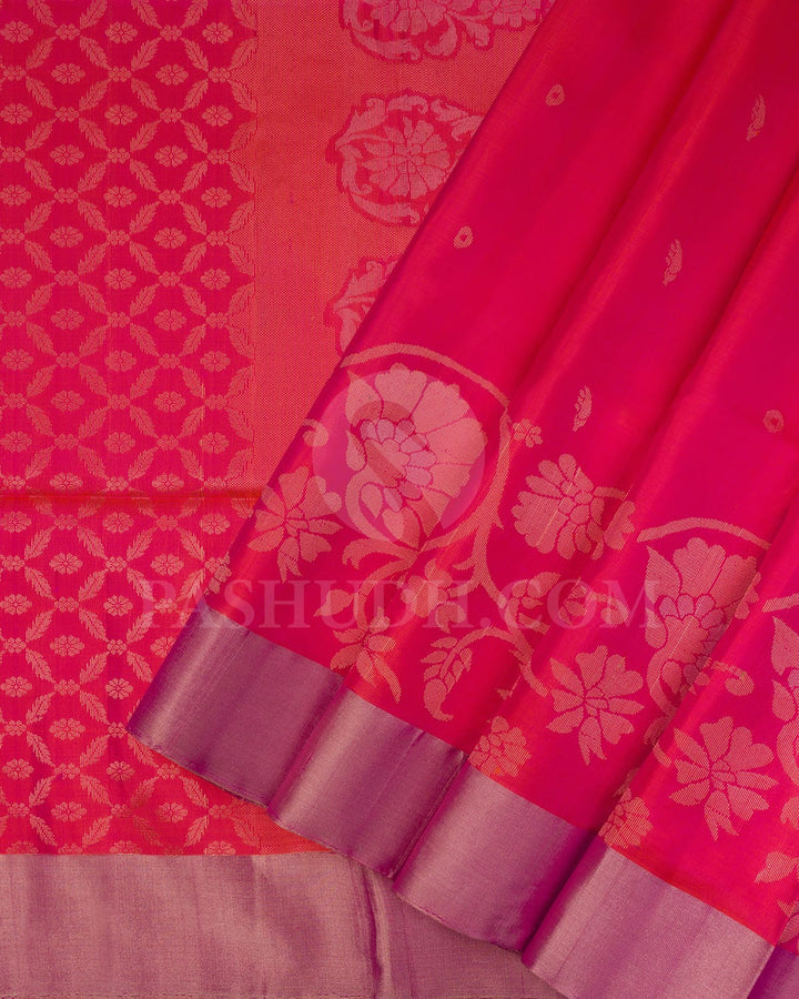 Pink Shot Orange Soft Silk Saree-AC160