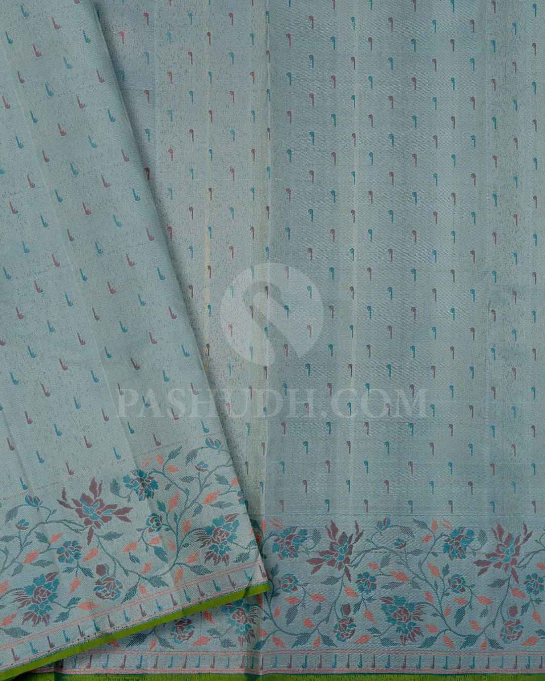 Teal Green With Pastel Green Kanjivaram Silk Saree-DJ364(B)
