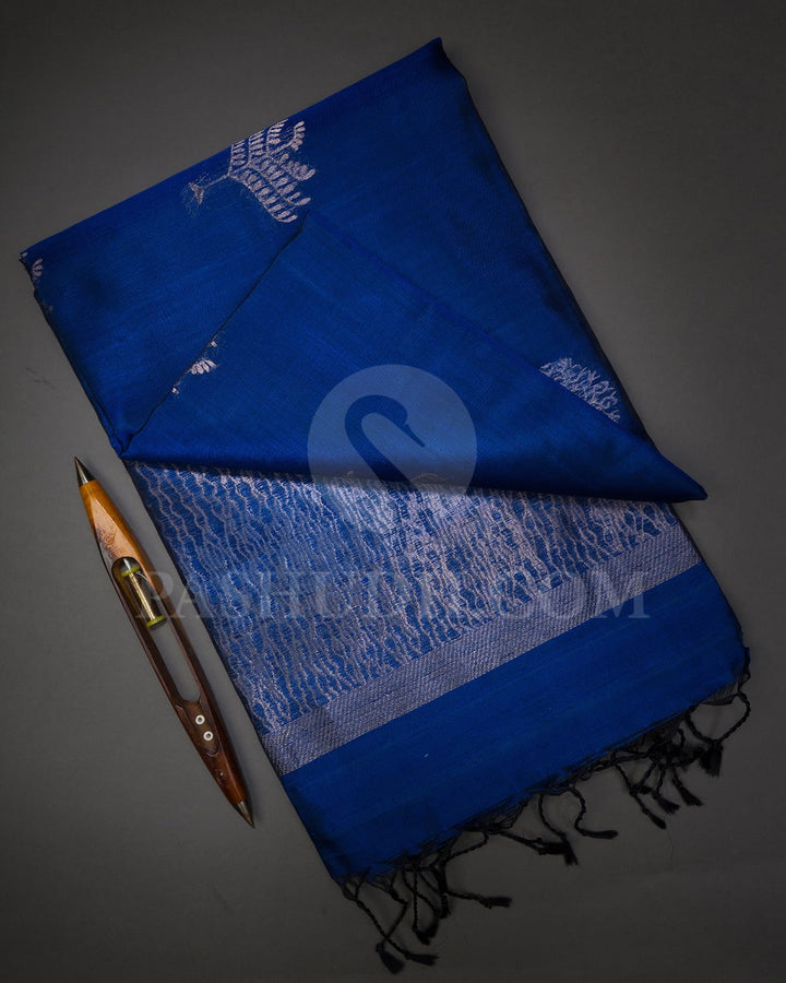 Midnight Blue Soft Silk Saree With Tree Motifs-AC182