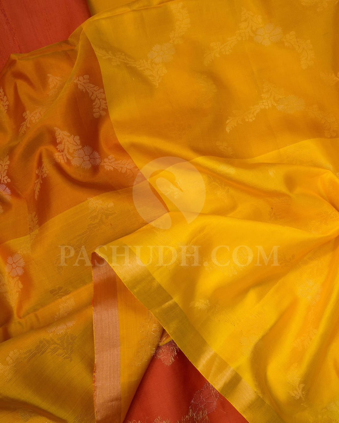 Shades Of Yellow And Rust Orange Soft Silk Saree-AC126