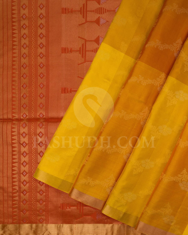 Shades Of Yellow And Rust Orange Soft Silk Saree-AC126
