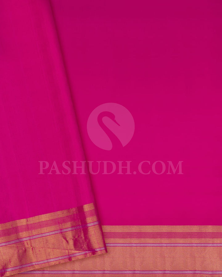 Magenta Pink Floral Patterned Soft Silk Saree-AC114