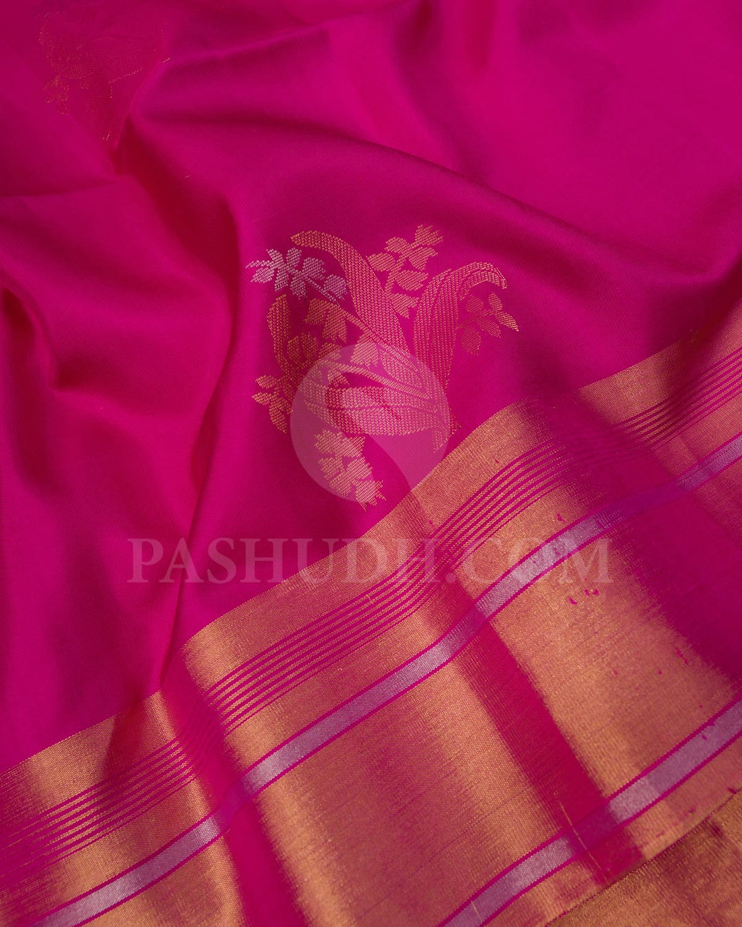 Magenta Pink Floral Patterned Soft Silk Saree-AC114