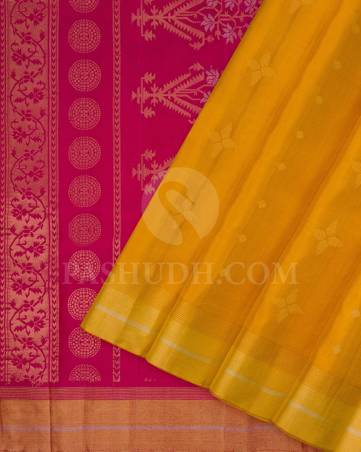 Golden Yellow And Rani Pink Soft Silk Saree-AC80