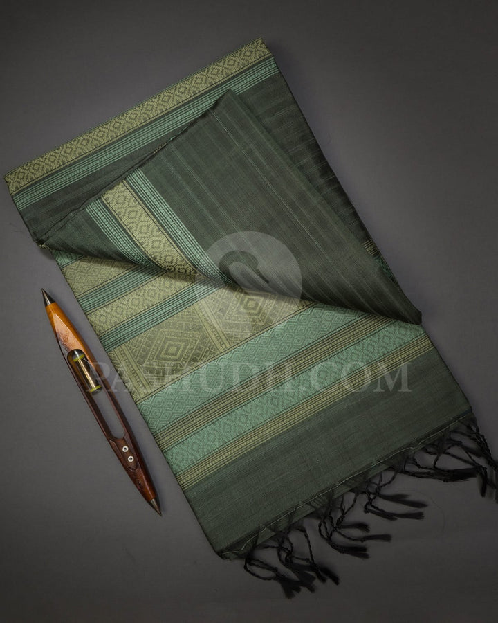Sage Green Dupion Soft Silk Saree-AC137