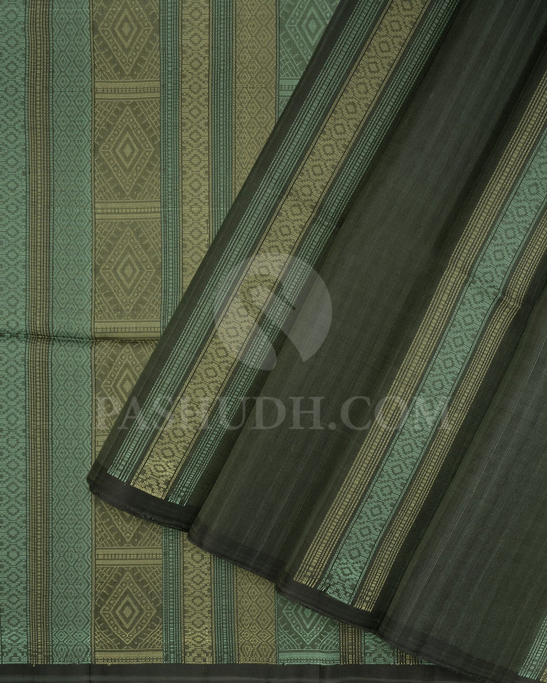 Sage Green Dupion Soft Silk Saree-AC137