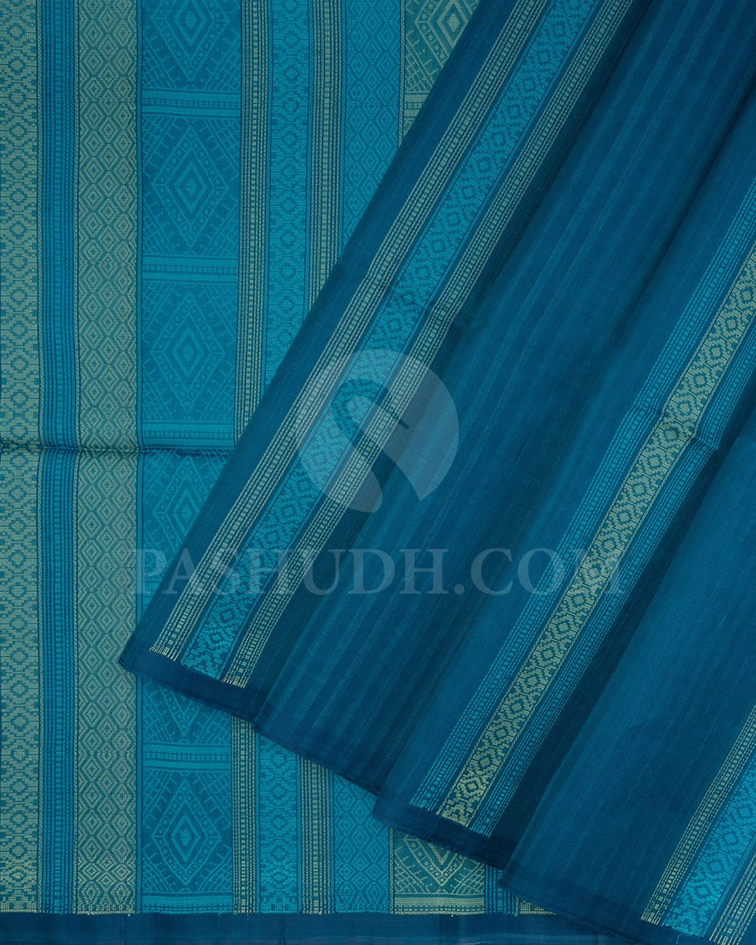 Denim Blue Dupion Soft Silk Saree-AC138